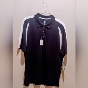 Men's Navy Blue and White Polo Shirt